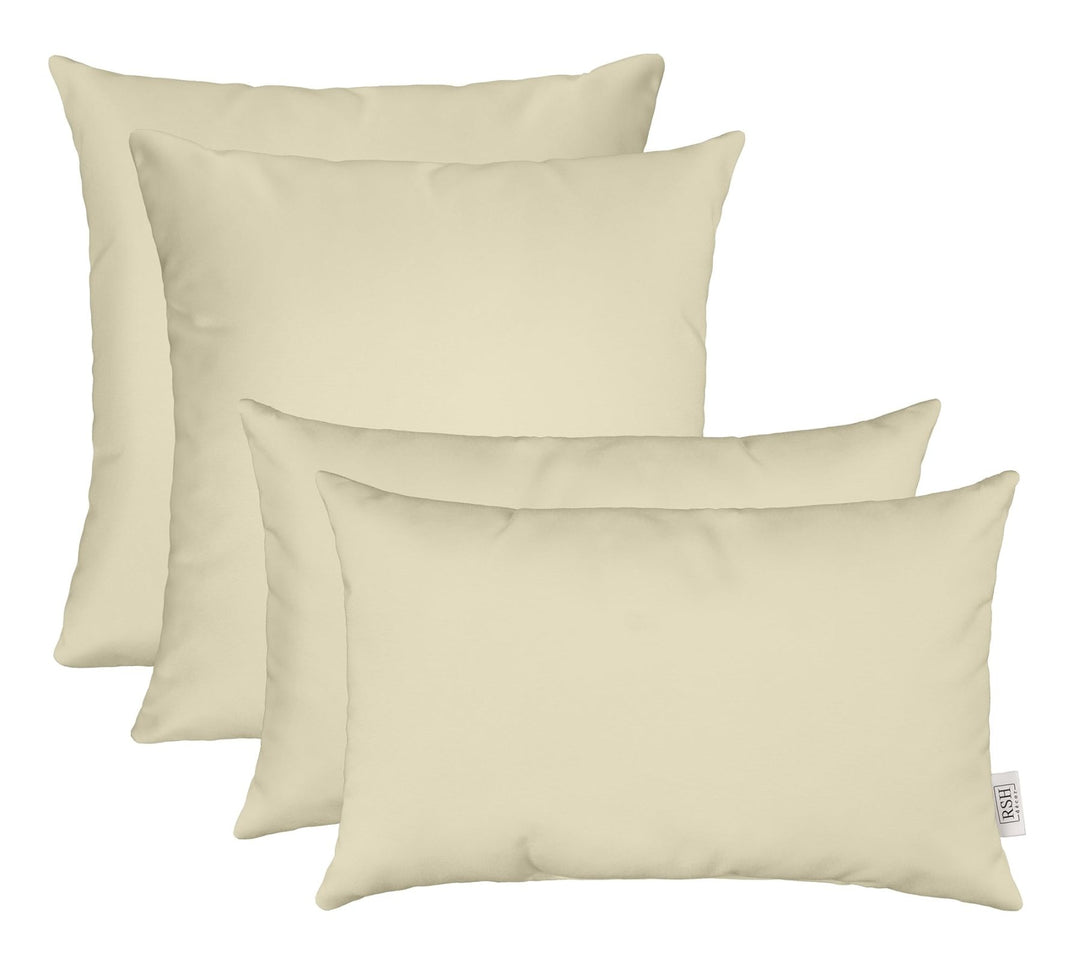 Set of 4 Sunbrella Lumbar & Square Pillows (20" x 12" & 20" x 20") Water and Fade - Resistant Performance Fabric, Canvas Antique Beige - RSH Decor