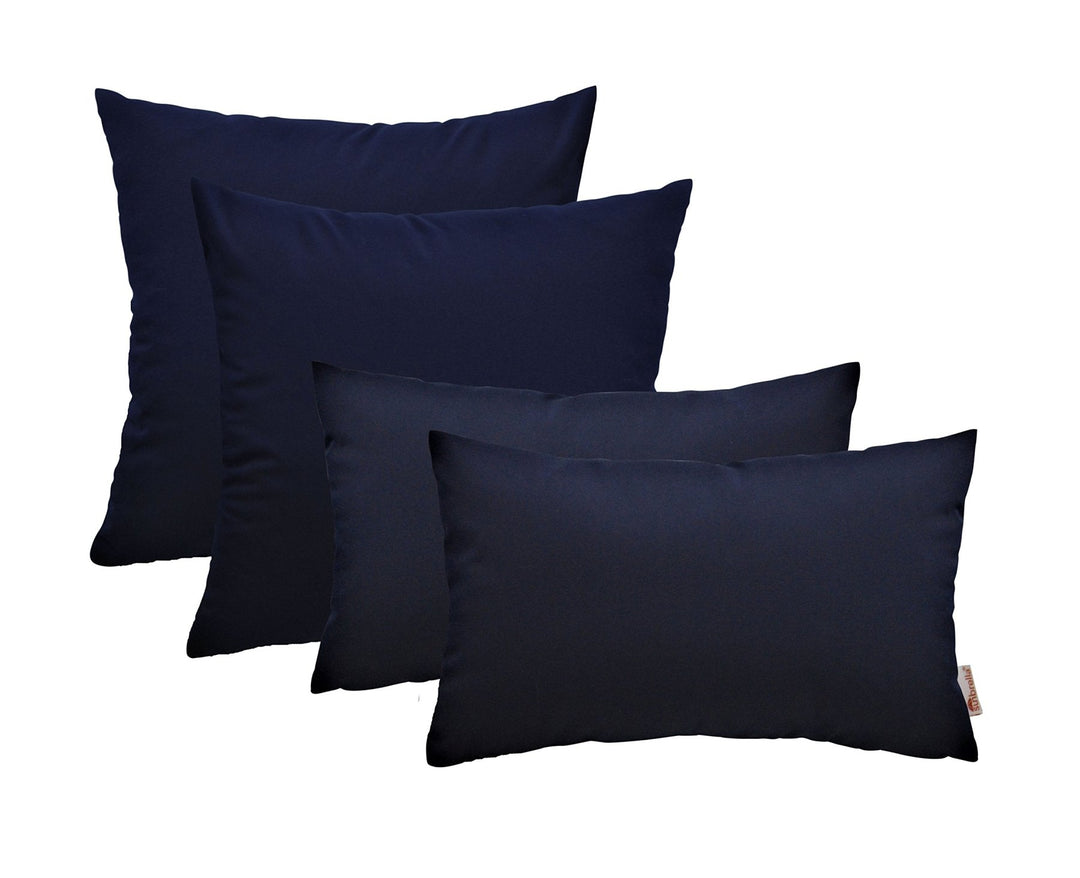 Set of 4 Sunbrella Navy Blue Indoor Outdoor Decorative Throw Pillows - RSH Decor