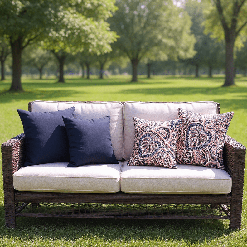 Set of 4 Sunbrella Sensibility Splendor and Canvas Navy Throw Pillow Set - RSH Decor