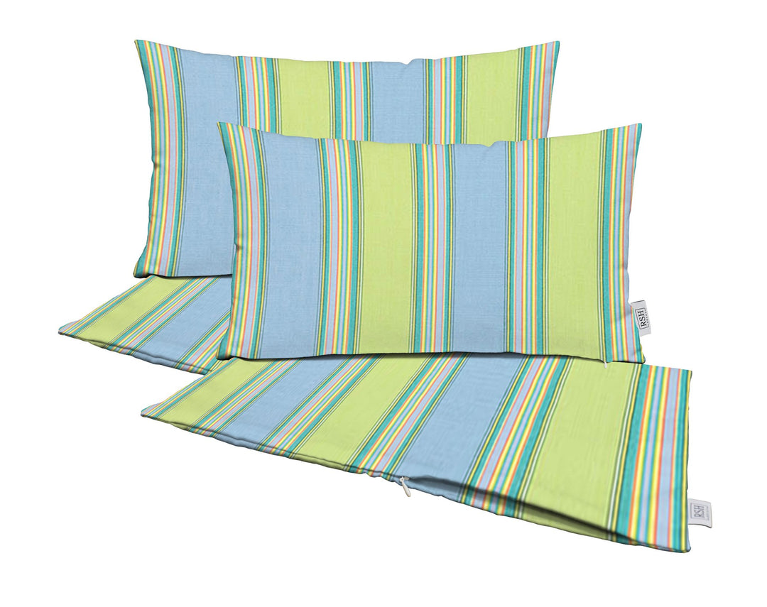 Set of 4 Zippered Lumbar Throw Pillow Covers | Sunbrella Stripes - RSH Decor