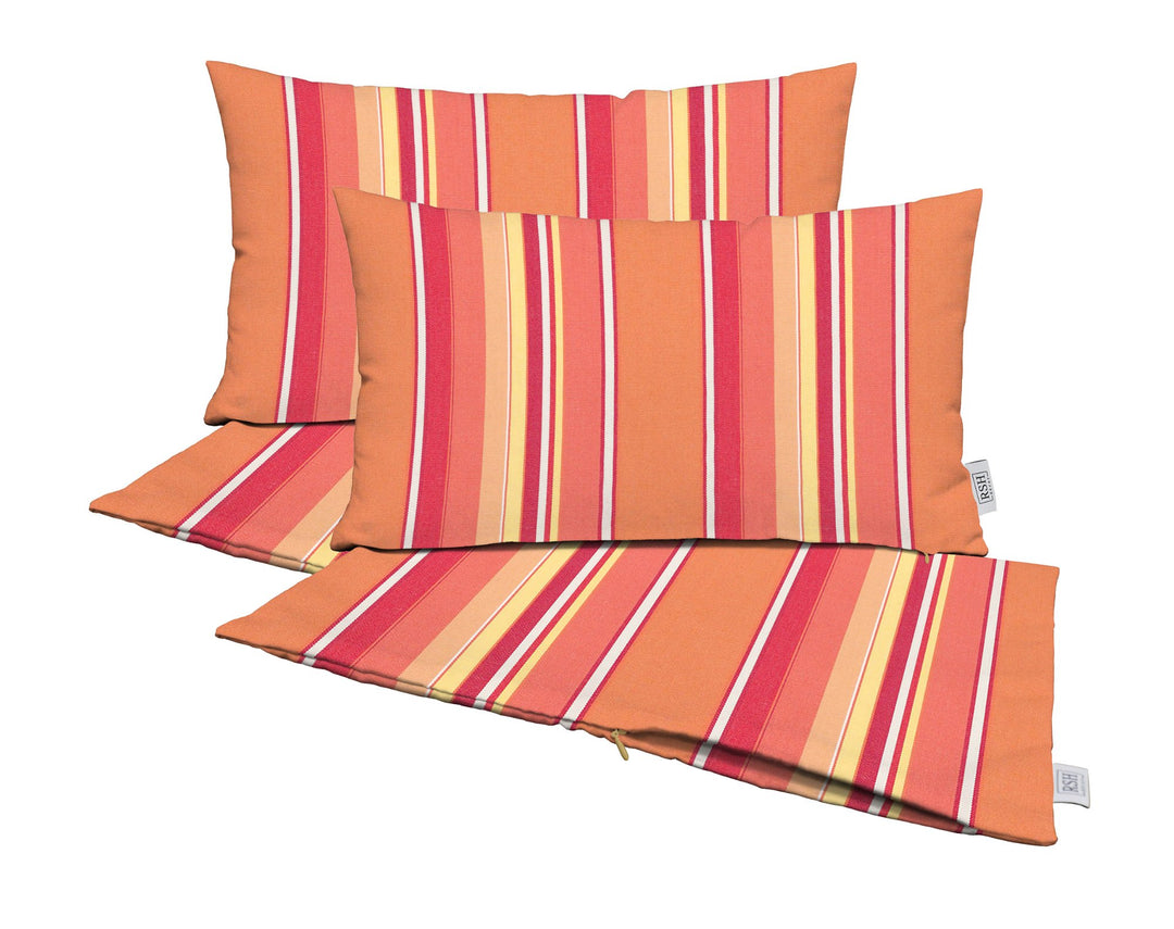 Set of 4 Zippered Lumbar Throw Pillow Covers | Sunbrella Stripes - RSH Decor