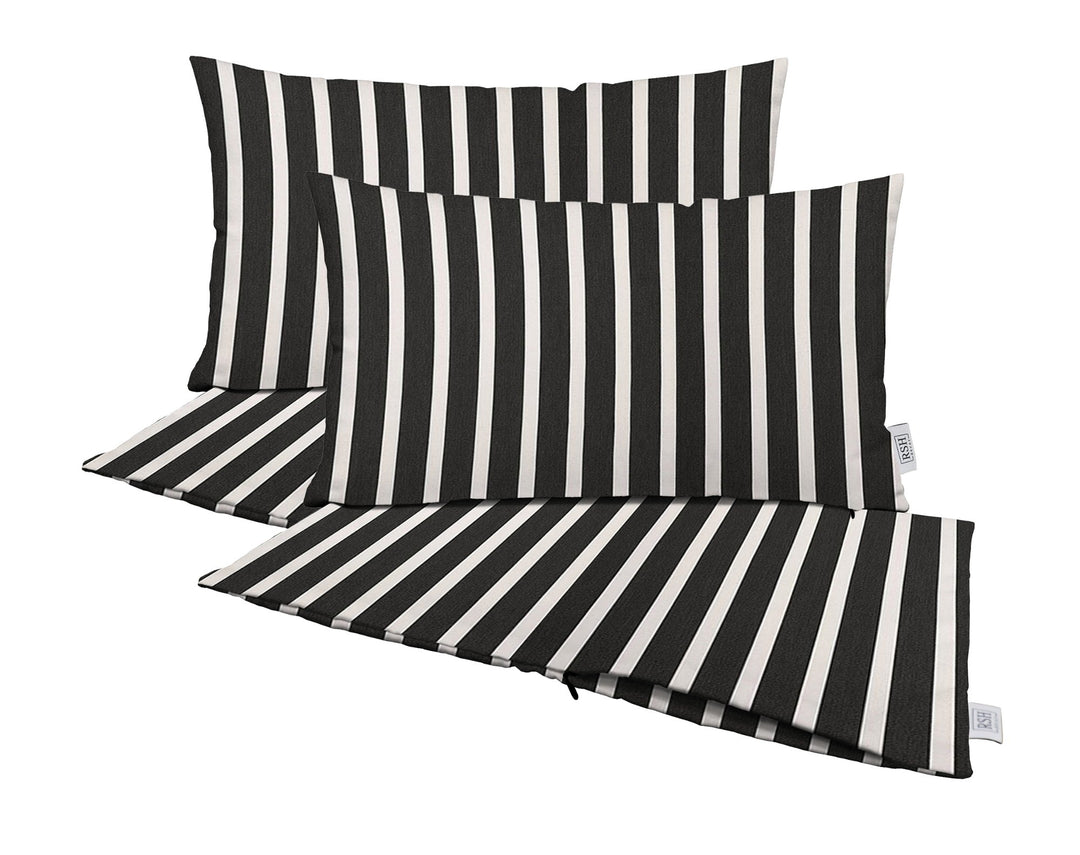 Set of 4 Zippered Lumbar Throw Pillow Covers | Sunbrella Stripes - RSH Decor