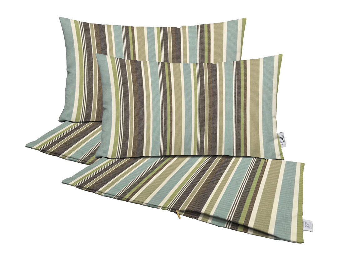 Set of 4 Zippered Lumbar Throw Pillow Covers | Sunbrella Stripes - RSH Decor