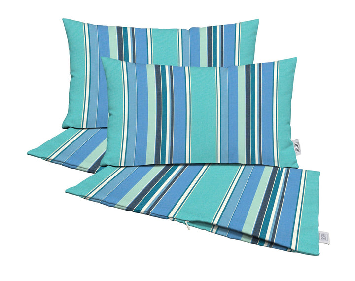 Set of 4 Zippered Lumbar Throw Pillow Covers | Sunbrella Stripes - RSH Decor