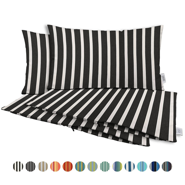 Set of 4 Zippered Lumbar Throw Pillow Covers | Sunbrella Stripes - RSH Decor