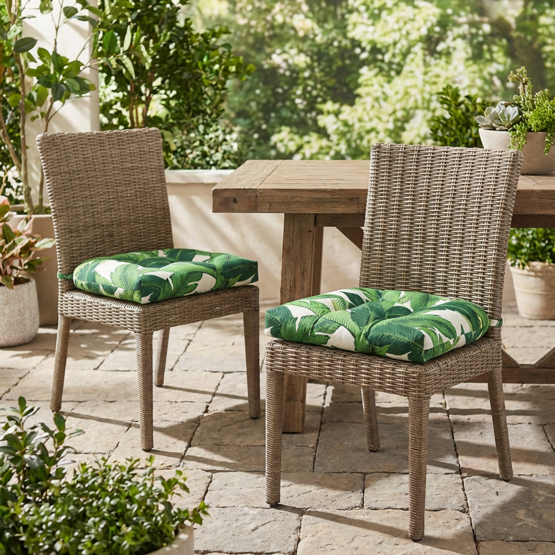 Set of 2 Tufted U-Shape Cushions for Wicker Furniture