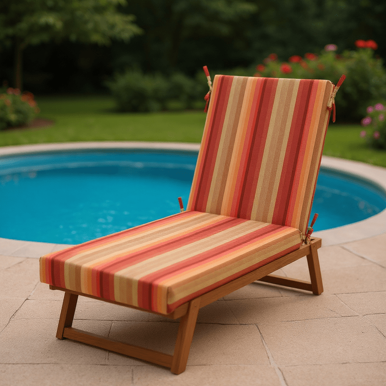 Sunbrella Astoria Stripes 3" Foam Chaise Lounge Chair Cushion - RSH Decor