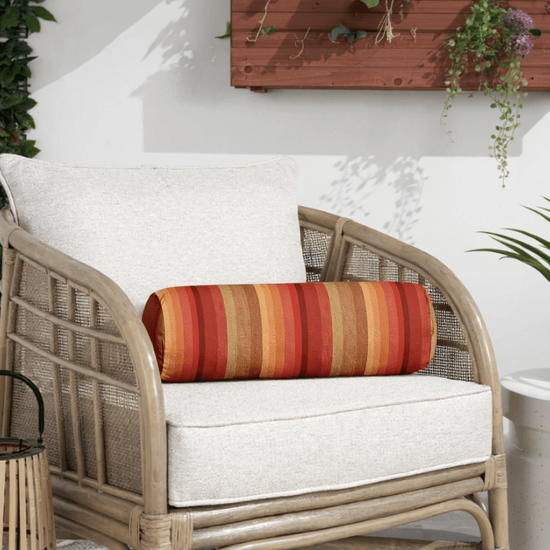 Sunbrella Astoria Stripes Bolster Neck Roll Pillow - RSH Decor