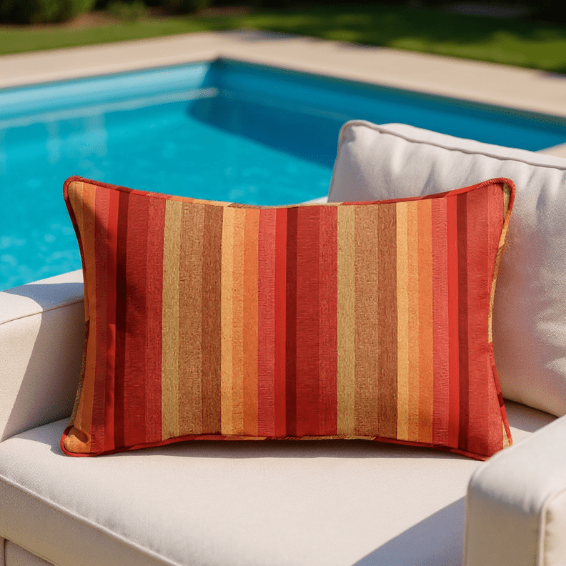 Sunbrella Astoria Stripes Corded Lumbar Throw Pillow - RSH Decor