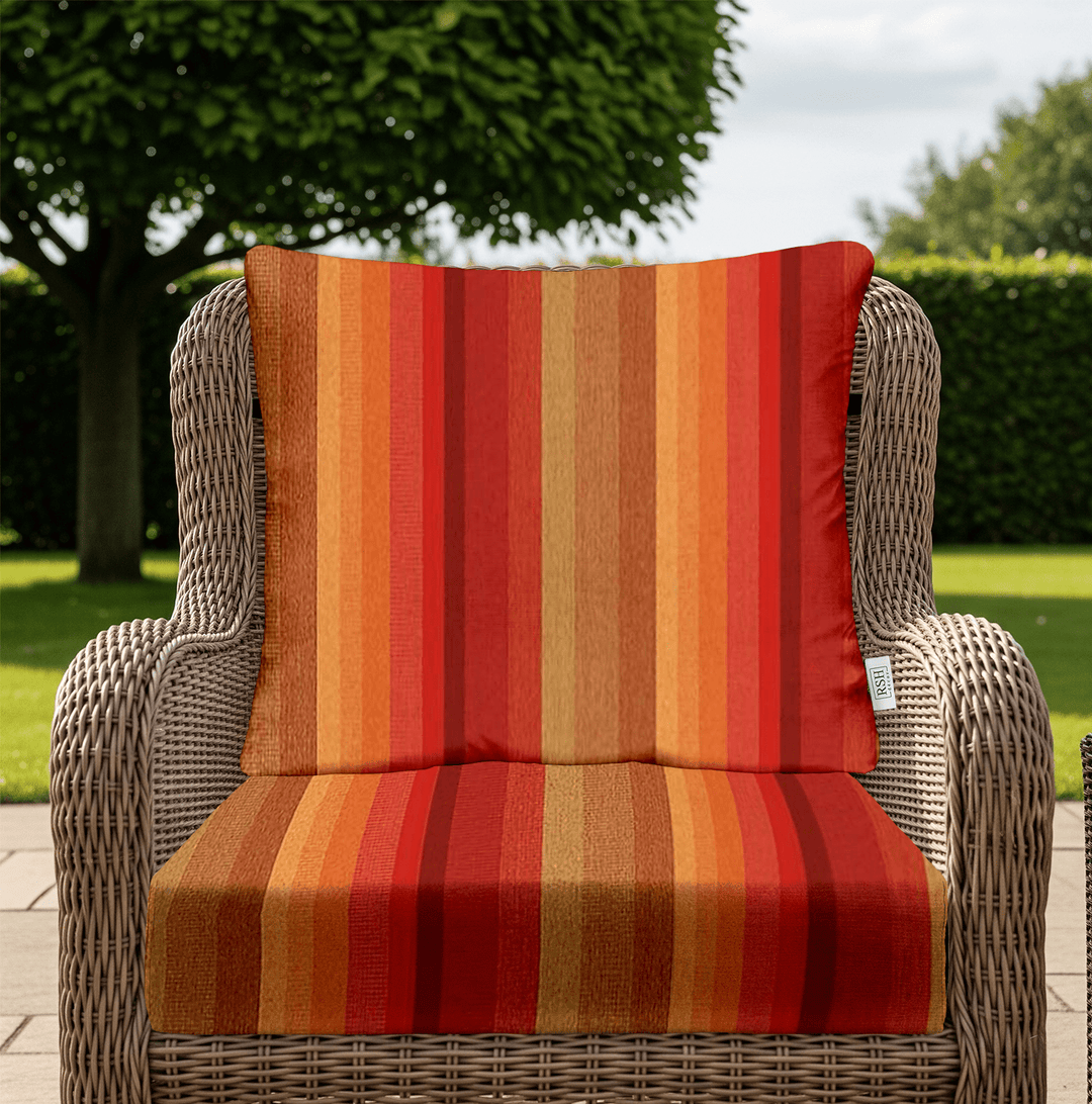 Sunbrella Astoria Stripes Deep Seating Pillow Back Chair Cushion Set - RSH Decor