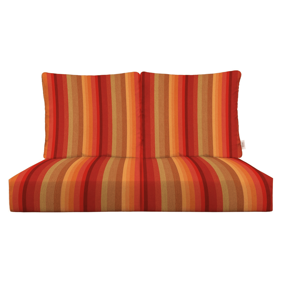 Sunbrella Astoria Stripes Deep Seating Pillow Back Loveseat Cushion Set - RSH Decor