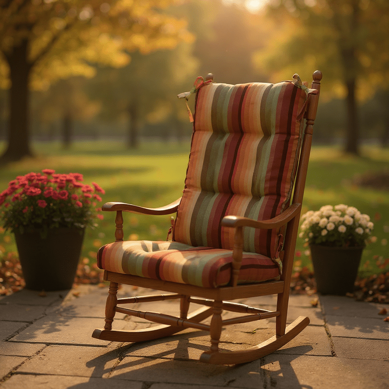 Sunbrella Astoria Stripes Tufted Rocking Chair Cushion - RSH Decor