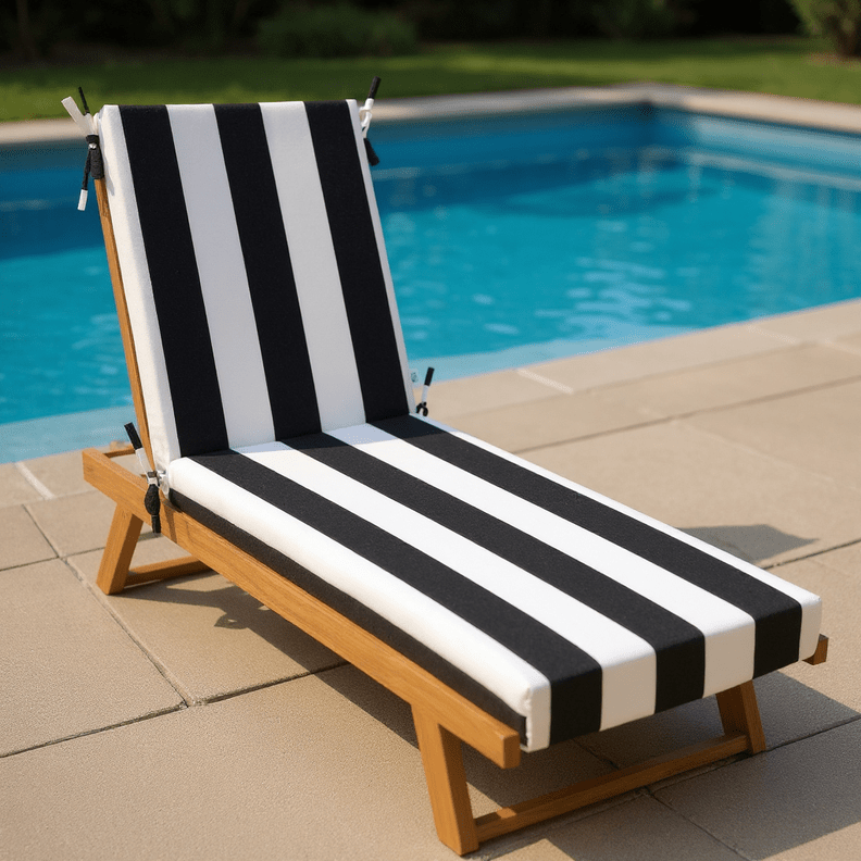 Sunbrella Cabana Stripes 3" Foam Chaise Lounge Chair Cushion - RSH Decor