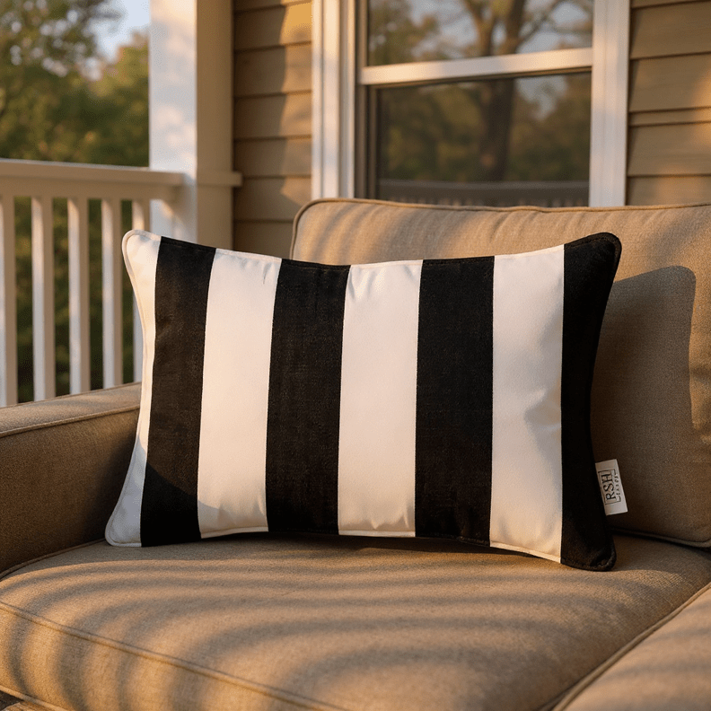 Sunbrella Cabana Stripes Corded Lumbar Throw Pillow - RSH Decor