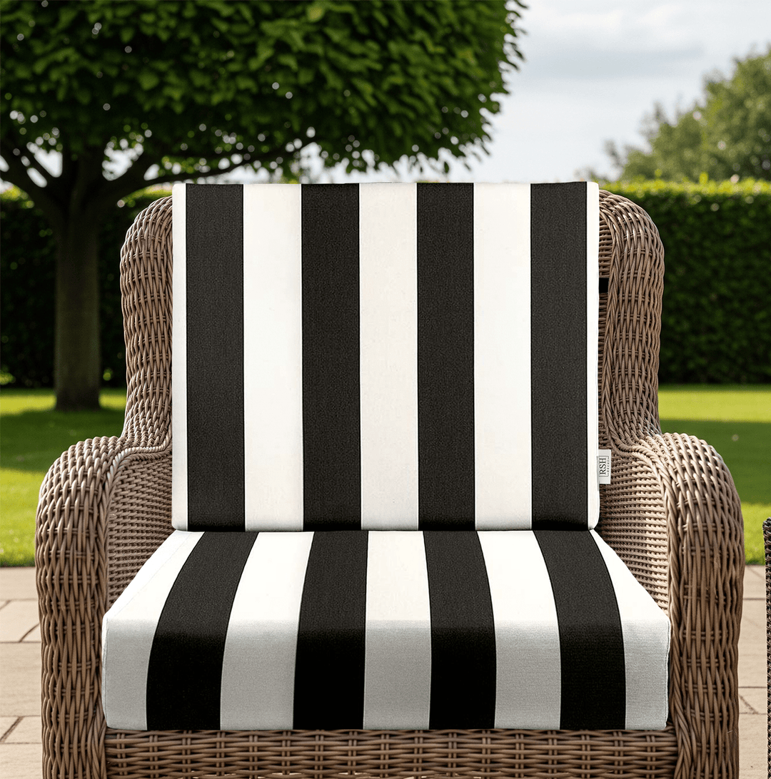 Sunbrella Cabana Stripes Deep Seating Foam Back Chair Cushion Set - RSH Decor