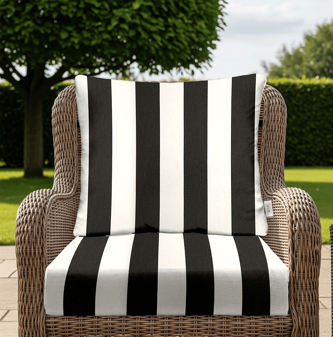 Sunbrella Cabana Stripes Deep Seating Pillow Back Chair Cushion Set - RSH Decor