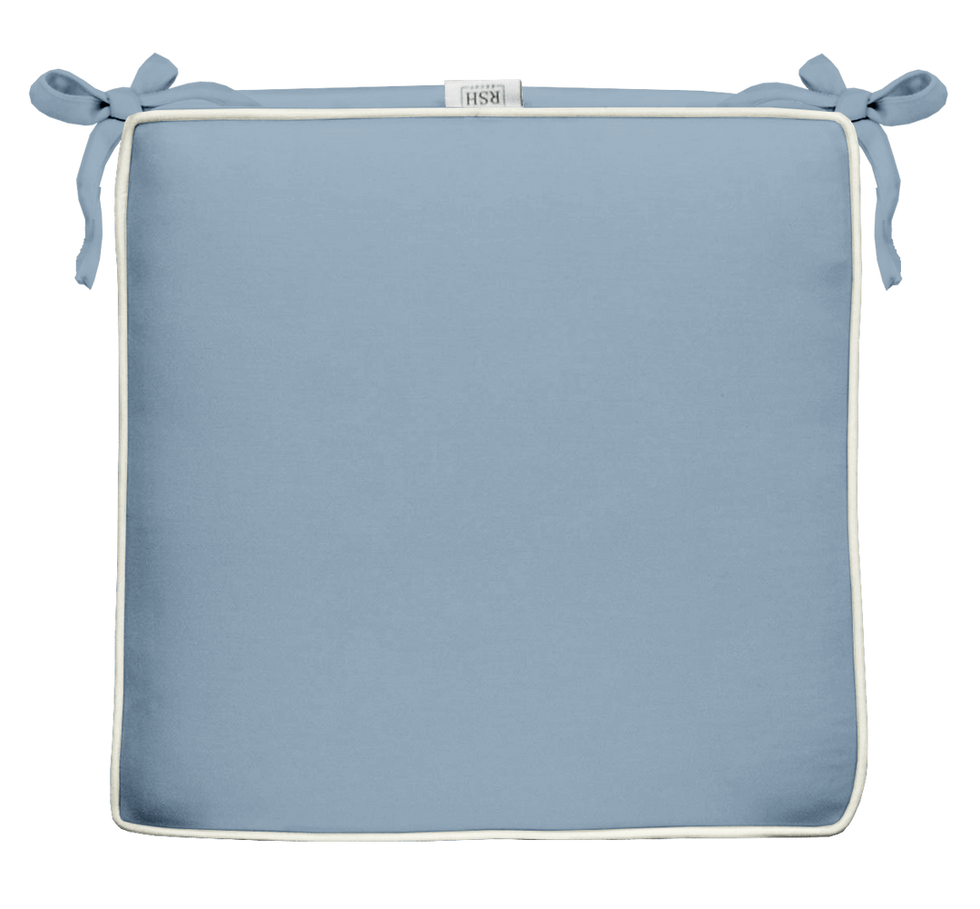 Sunbrella Canvas Blues 3" White Corded Foam Dining Chair Cushion - RSH Decor