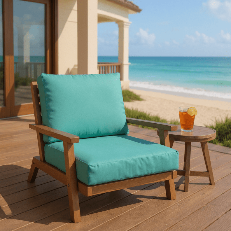 Sunbrella Canvas Blues Deep Seating Foam Back Chair Cushion Set - RSH Decor