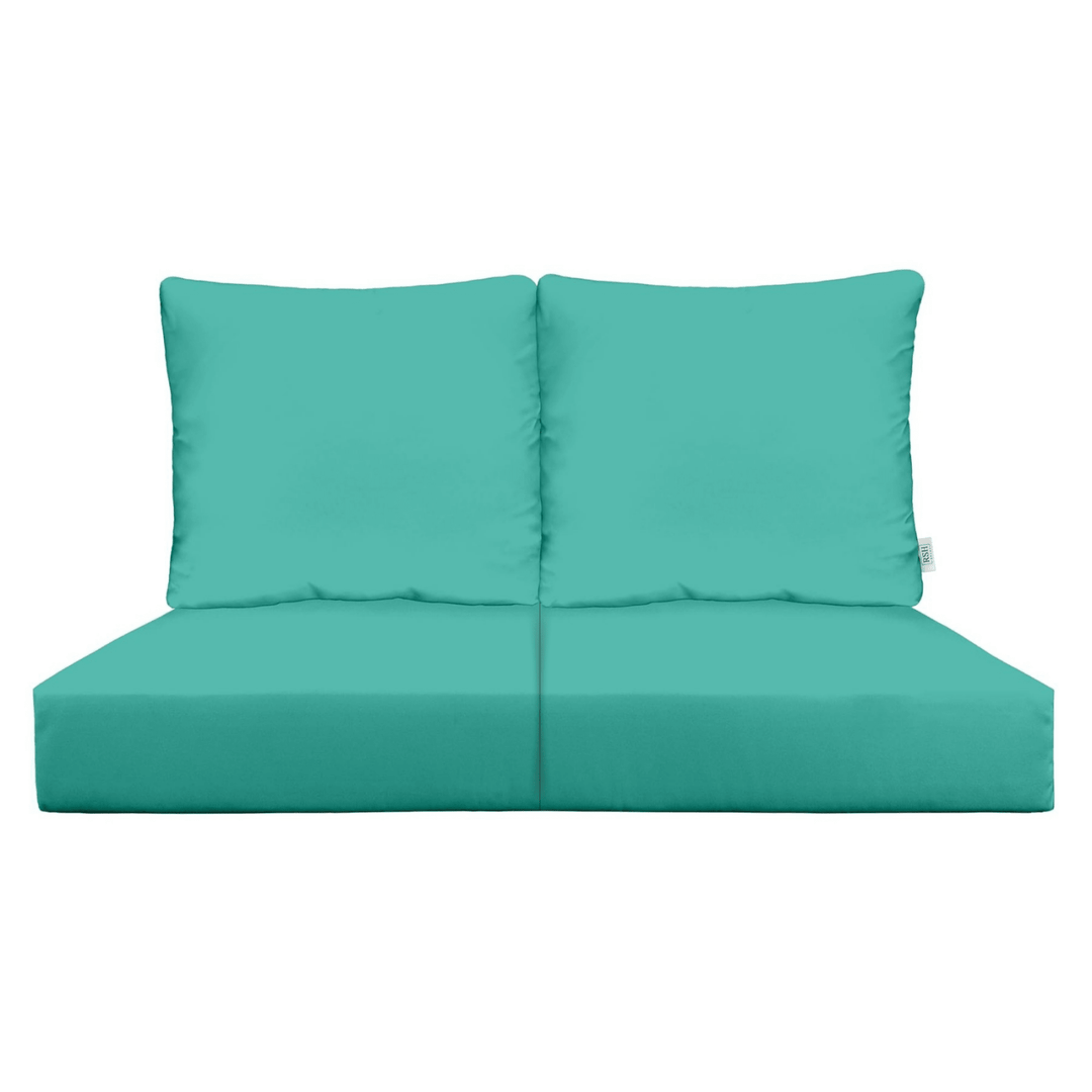 Sunbrella Canvas Blues Deep Seating Pillow Back Loveseat Cushion Set - RSH Decor