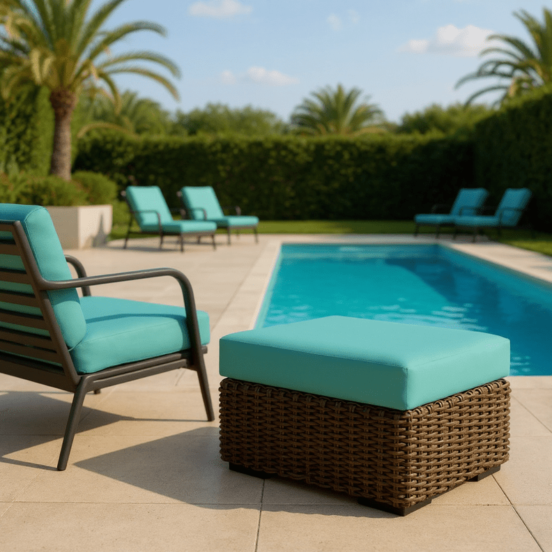 Sunbrella Canvas Blues Foam Ottoman Replacement Cushion - RSH Decor