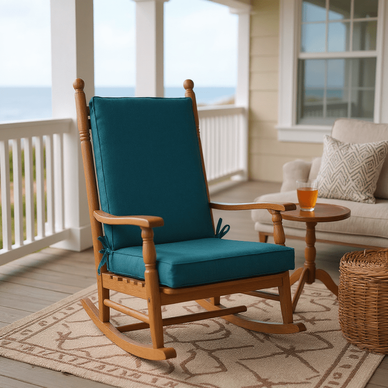 Sunbrella Canvas Blues Foam Rocker Rocking Chair Cushions - RSH Decor