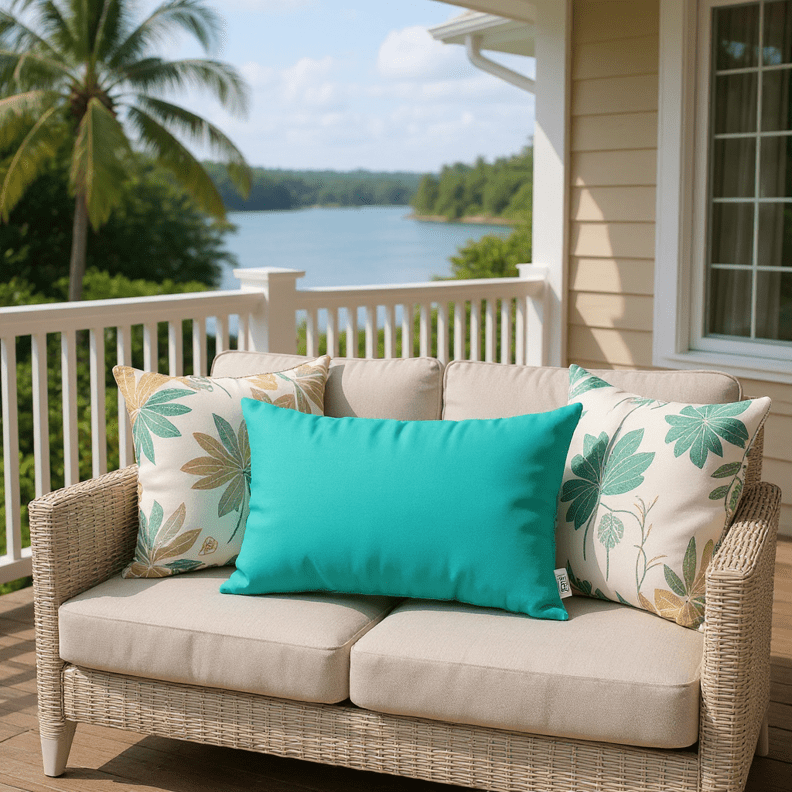 Sunbrella Canvas Blues Lumbar Throw Pillow - RSH Decor