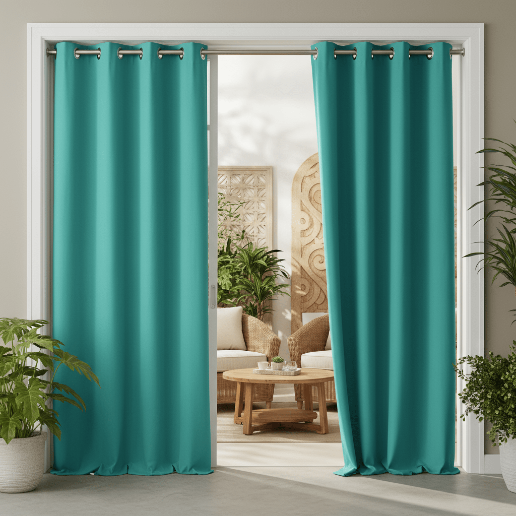 Sunbrella Canvas Blues Nickel Grommet Top Indoor/Outdoor Curtain Panel - RSH Decor