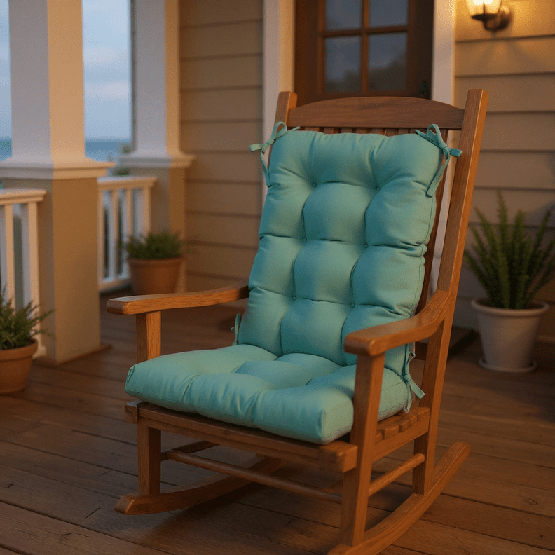Sunbrella Canvas Blues Tufted Rocking Chair Cushion - RSH Decor
