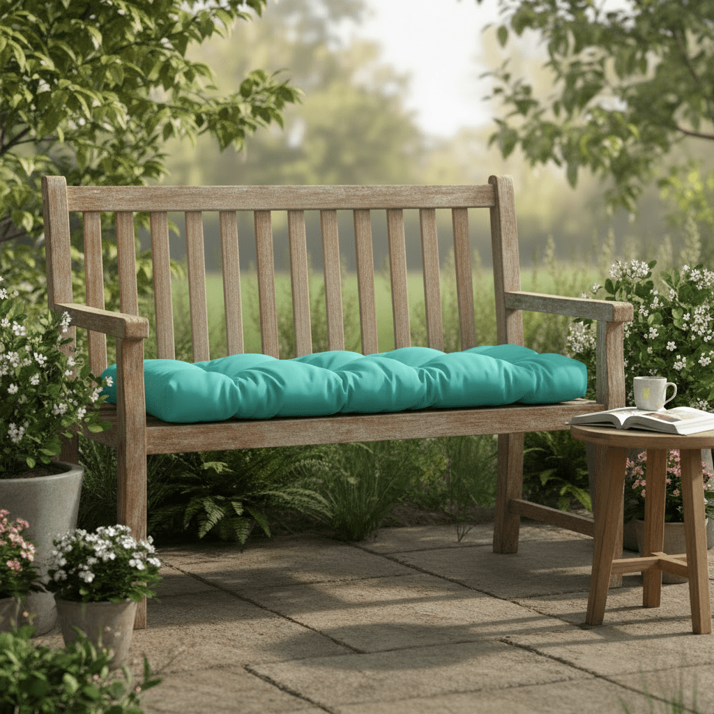 Sunbrella Canvas Blues Tufted Wicker Loveseat Cushion - RSH Decor