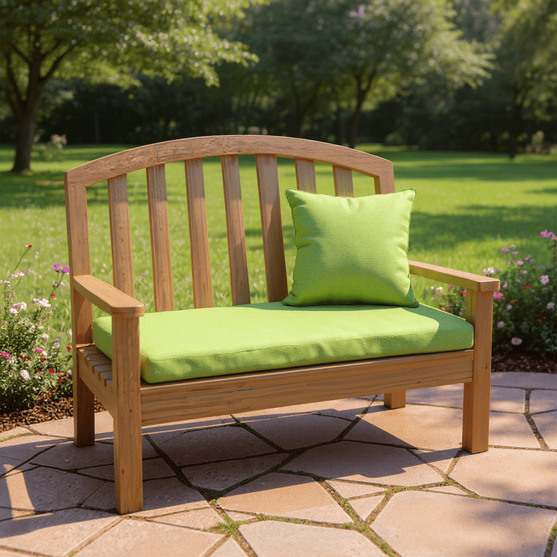 Sunbrella Canvas Greens 2" Foam Bench Cushion with Ties - RSH Decor