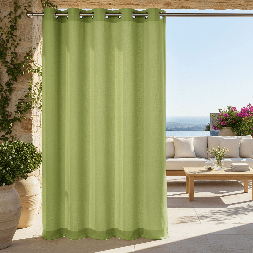 Sunbrella Canvas Greens Nickel Grommet Top Indoor/Outdoor Curtain Panel - RSH Decor