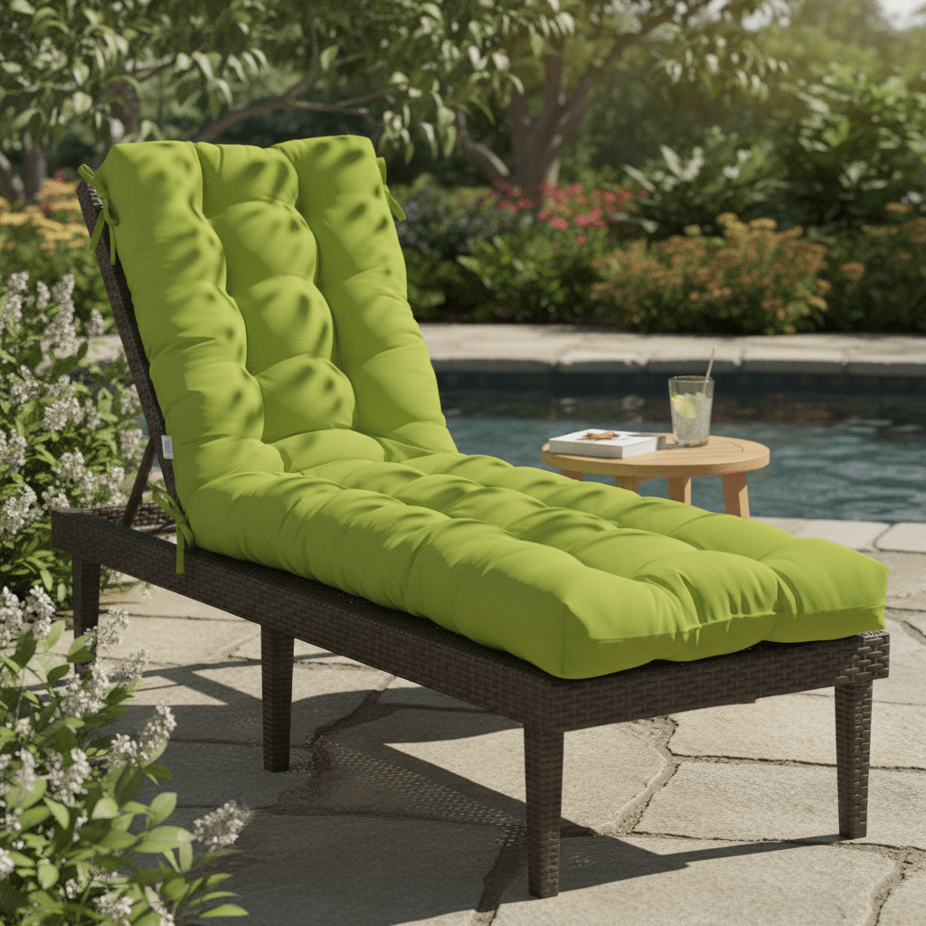 Sunbrella Canvas Greens Tufted Chaise Lounge Chair Cushion - RSH Decor