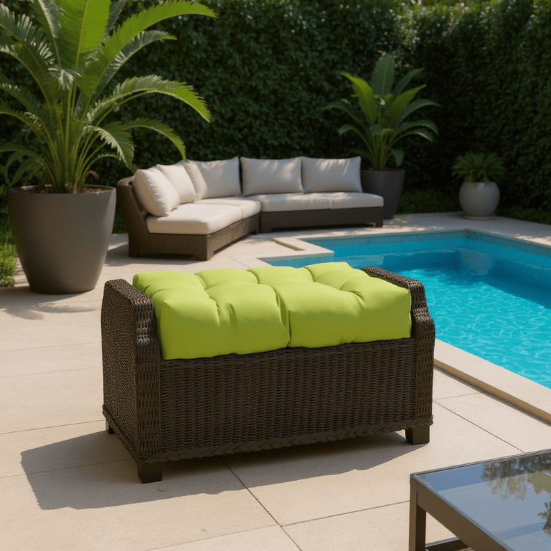 Sunbrella Canvas Greens Tufted Ottoman Replacement Cushion - RSH Decor