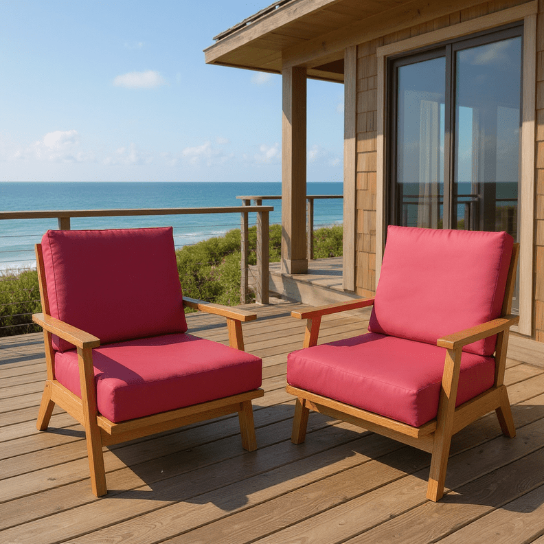Sunbrella Canvas Hot Pink Deep Seating Foam Back Chair Cushion Set - RSH Decor