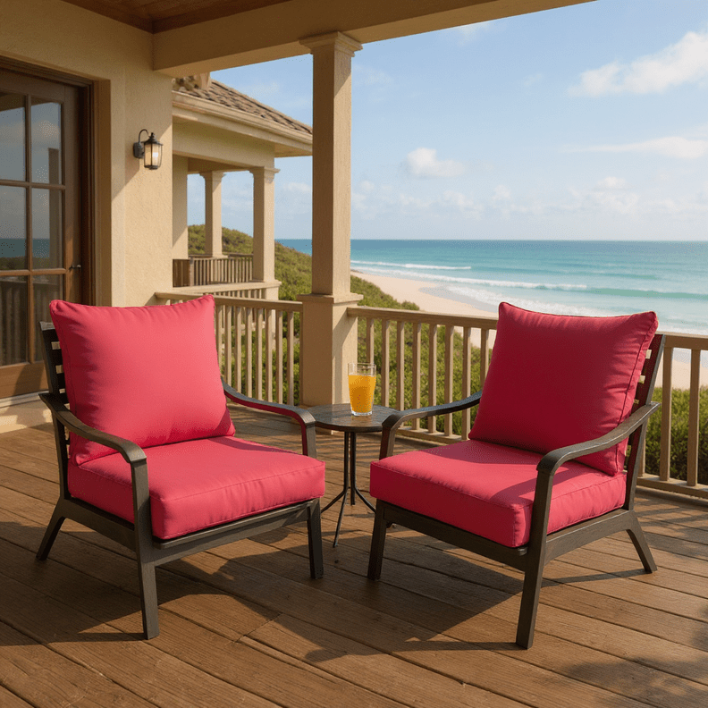Sunbrella Canvas Hot Pink Deep Seating Pillow Back Chair Cushion Set - RSH Decor