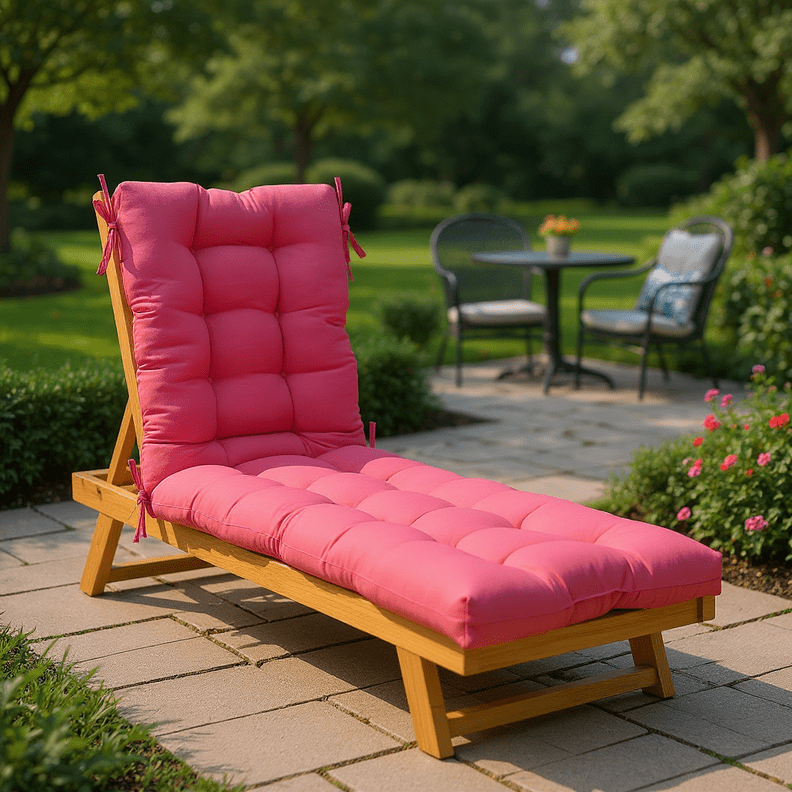 Sunbrella Canvas Hot Pink Tufted Chaise Lounge Chair Cushion - RSH Decor