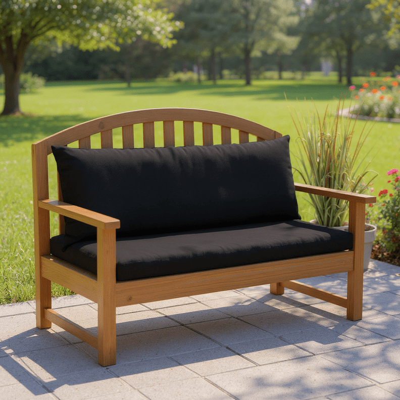 Sunbrella Canvas Neutrals 2" Foam Bench Cushion with Ties - RSH Decor