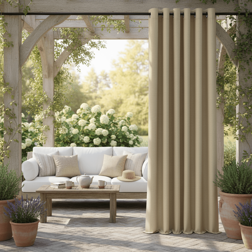 Sunbrella Canvas Neutrals Nickel Grommet Top Indoor/Outdoor Curtain Panel - RSH Decor