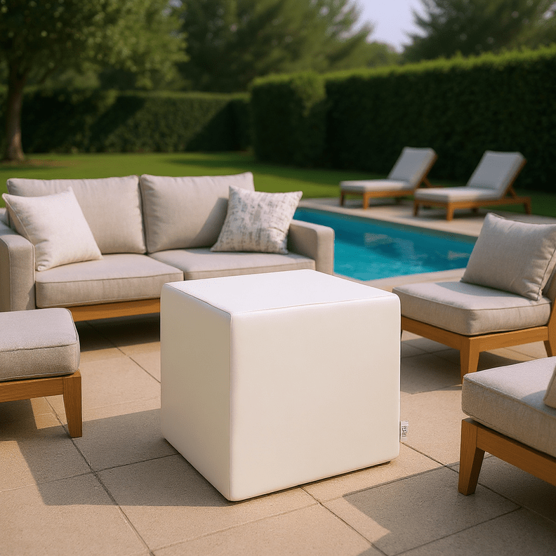 Sunbrella Canvas Neutrals Square Pouf/Cube - RSH Decor