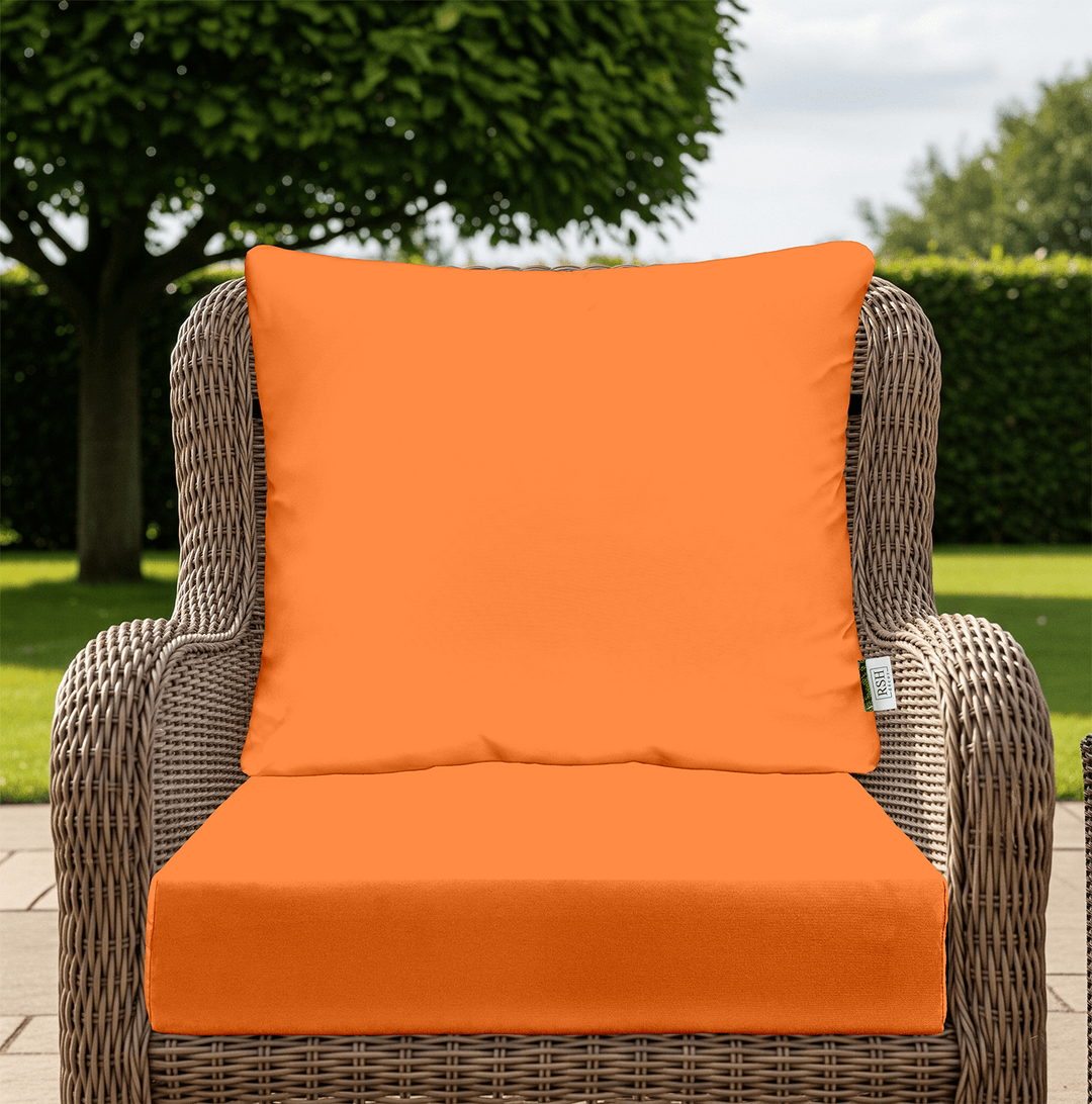 Sunbrella Canvas Oranges Deep Seating Pillow Back Chair Cushion Set - RSH Decor