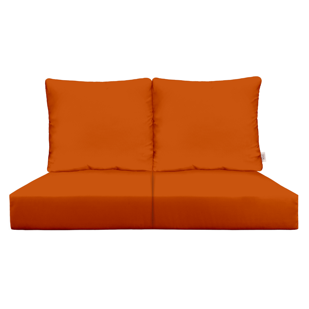 Sunbrella Canvas Oranges Deep Seating Pillow Back Loveseat Cushion Set - RSH Decor