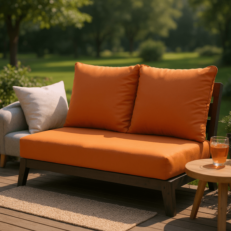 Sunbrella Canvas Oranges Deep Seating Pillow Back Loveseat Cushion Set - RSH Decor