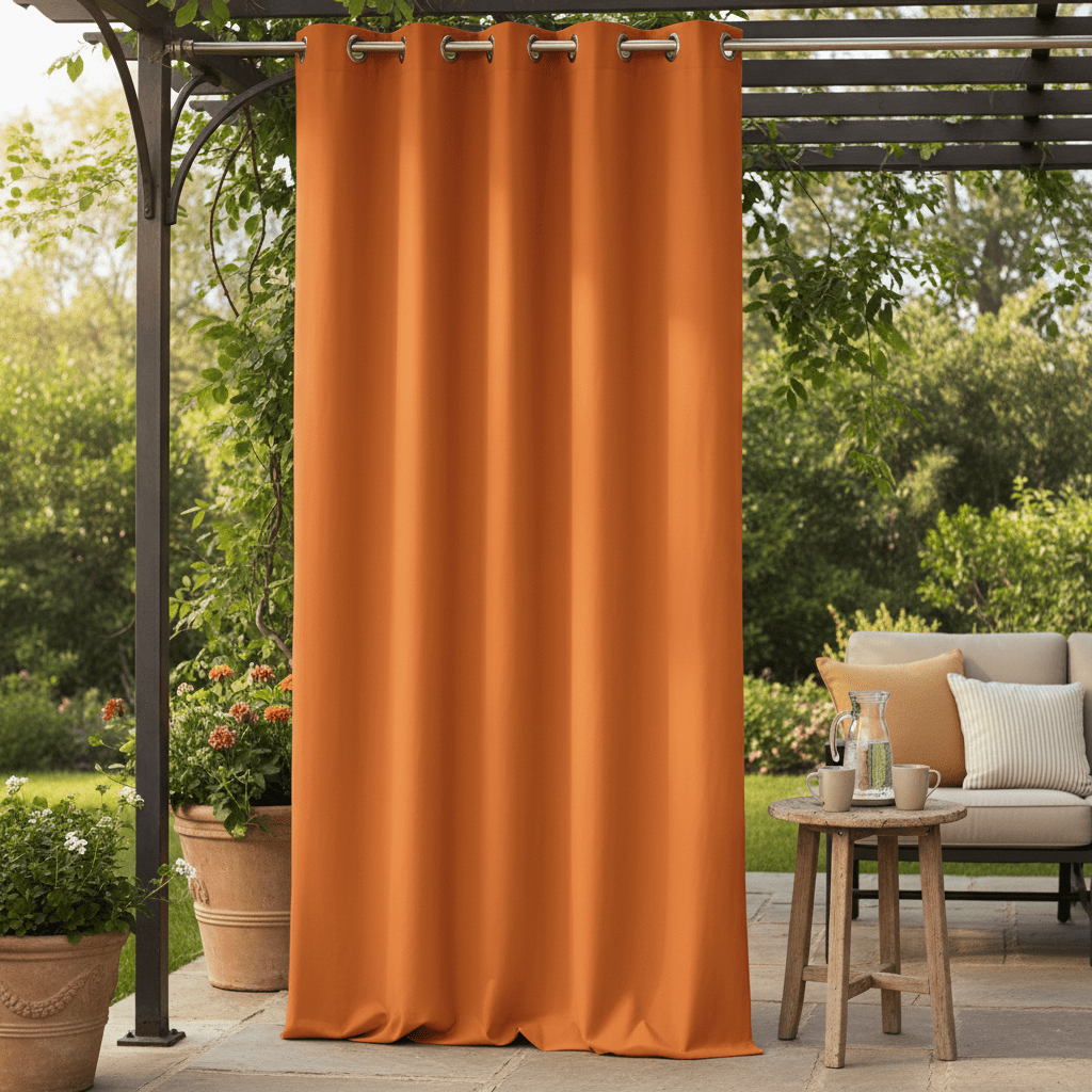 Sunbrella Canvas Oranges Nickel Grommet Top Indoor/Outdoor Curtain Panel - RSH Decor