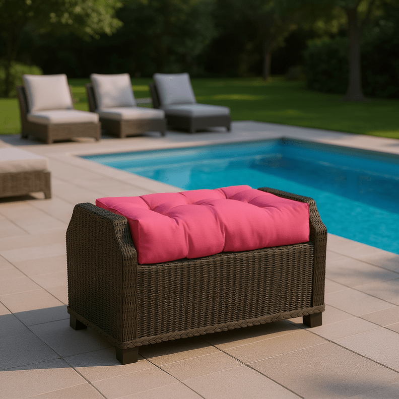 Sunbrella Canvas Pinks Tufted Ottoman Replacement Cushion - RSH Decor