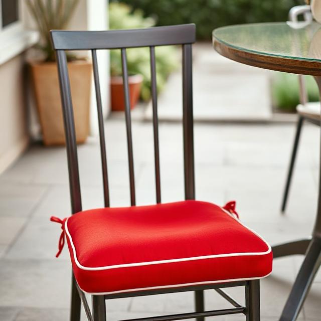 Sunbrella Canvas Reds 3" White Corded Foam Dining Chair Cushion - RSH Decor