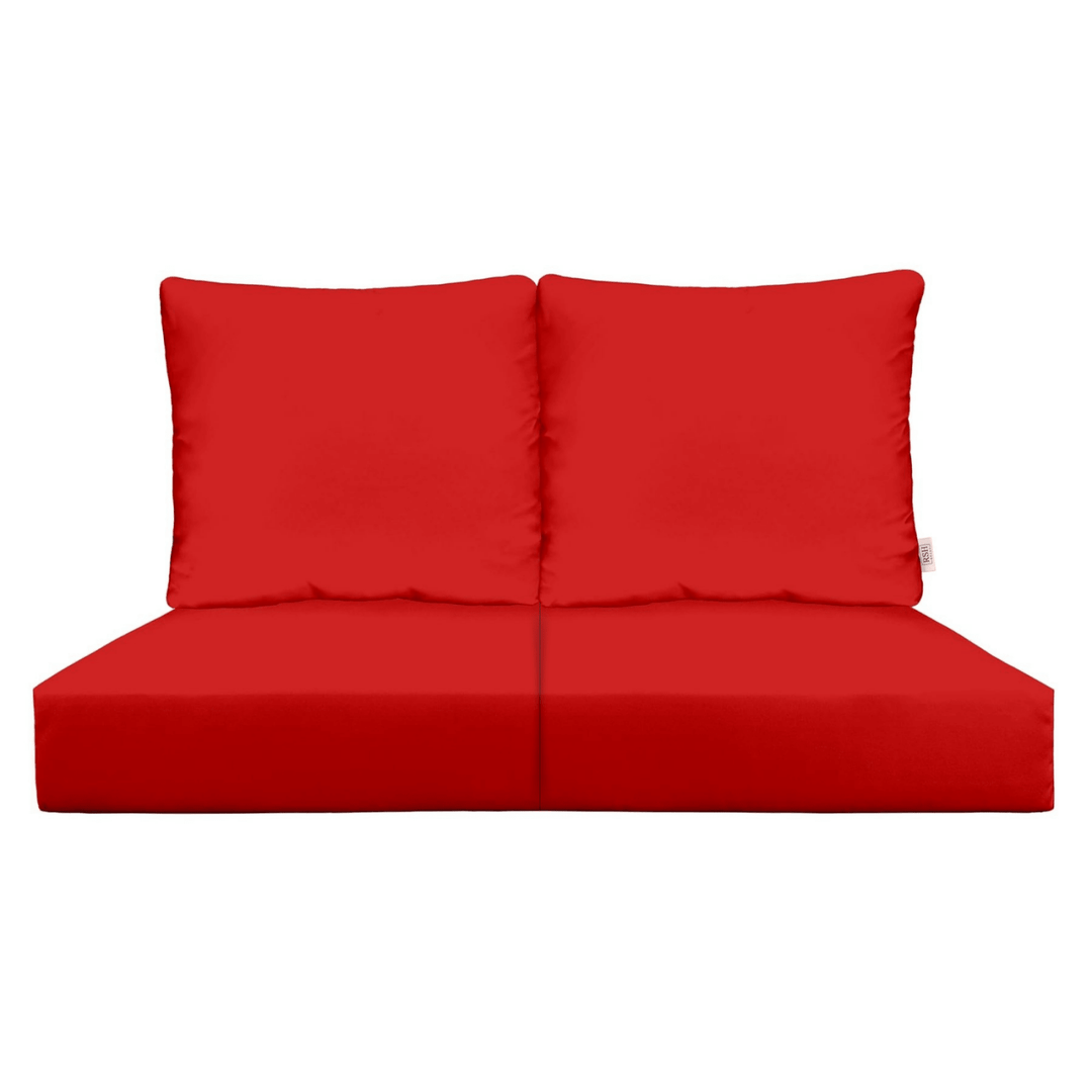 Sunbrella Canvas Reds Deep Seating Pillow Back Loveseat Cushion Set - RSH Decor