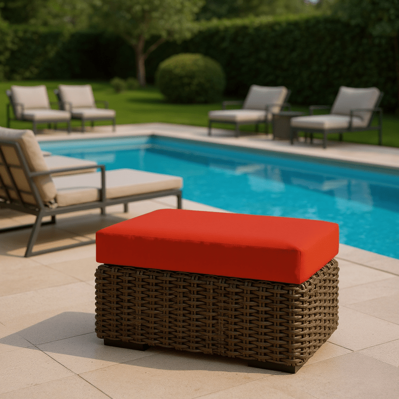 Sunbrella Canvas Reds Foam Ottoman Replacement Cushion - RSH Decor