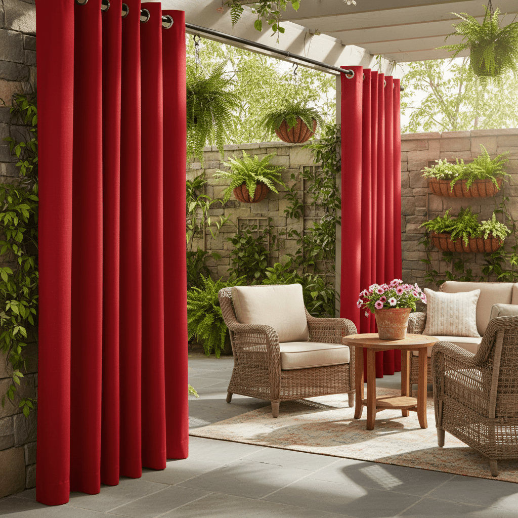 Sunbrella Canvas Reds Nickel Grommet Top Indoor/Outdoor Curtain Panel - RSH Decor