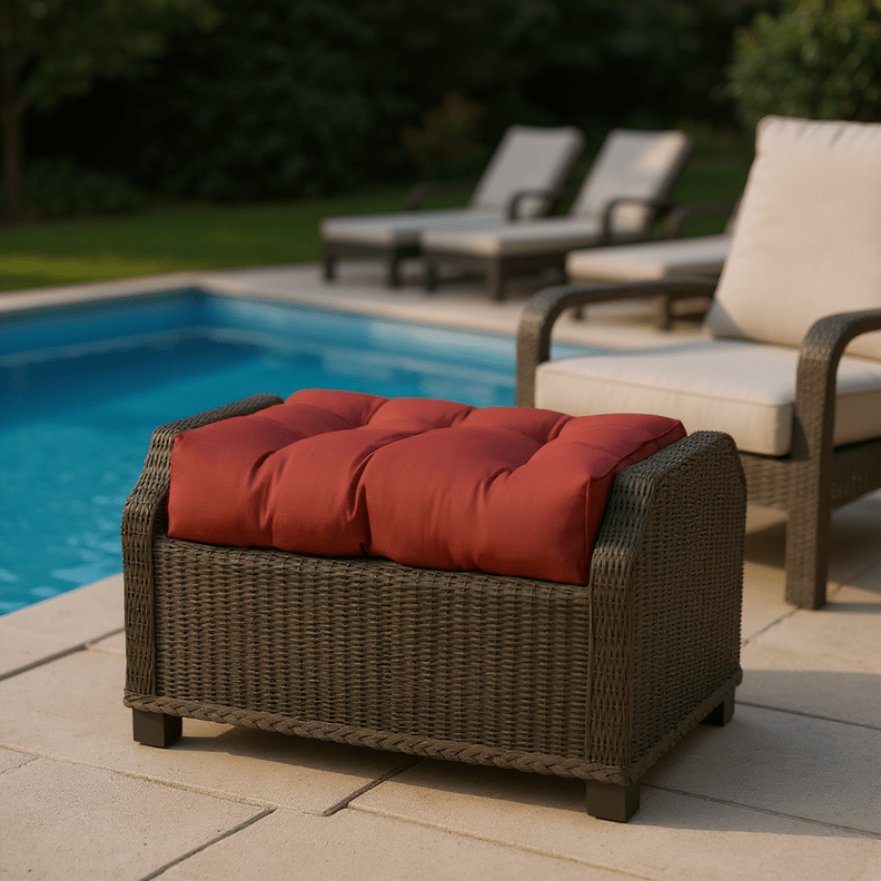 Sunbrella Canvas Reds Tufted Ottoman Replacement Cushion - RSH Decor