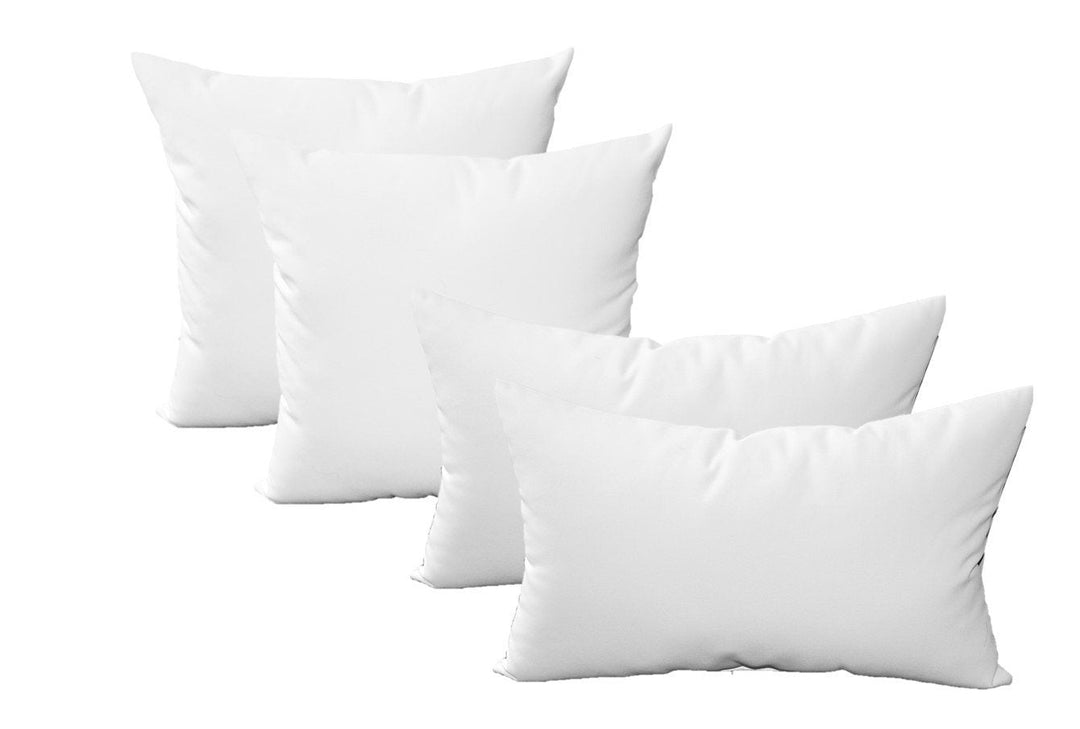Sunbrella Canvas White Fabric - Set of 4 Indoor / Outdoor Pillows - 20" Square Throw Pillows & 20" x 12" Rectangle / Lumbar Decorative Throw Pillows - RSH Decor